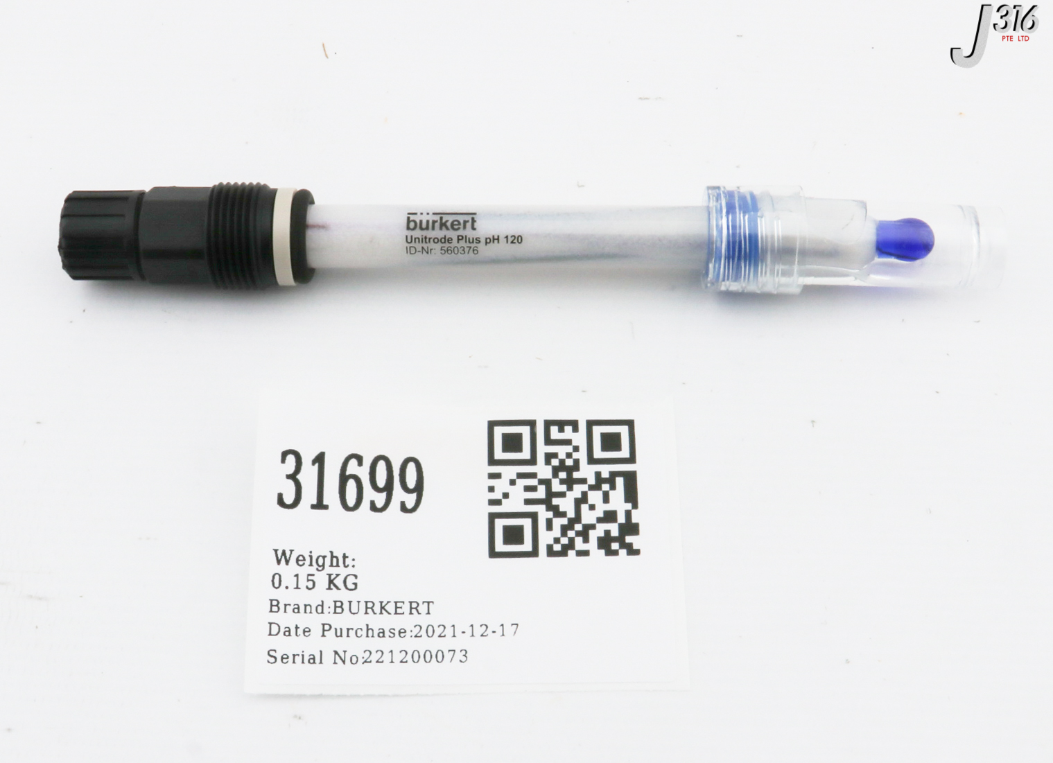 、 31699 BURKERT PH/REDOX PROBE, TYPE 8203, UNITRODE PLUS PH 120 (NEW